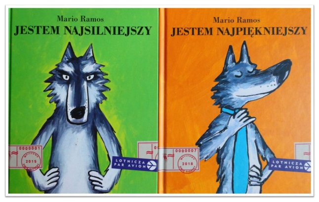Kolaż dwóch okładek książek Mario Ramosa o przygodach Wilka